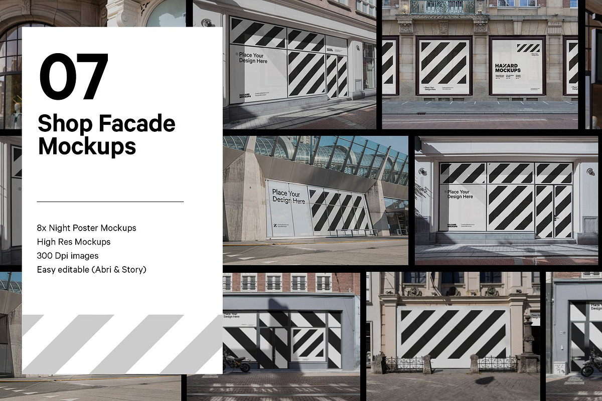 7x Shop Facade Mockup Bundle, an Advertising Mockup by HAZARD MOCKUPS (Photo 1 of 14)