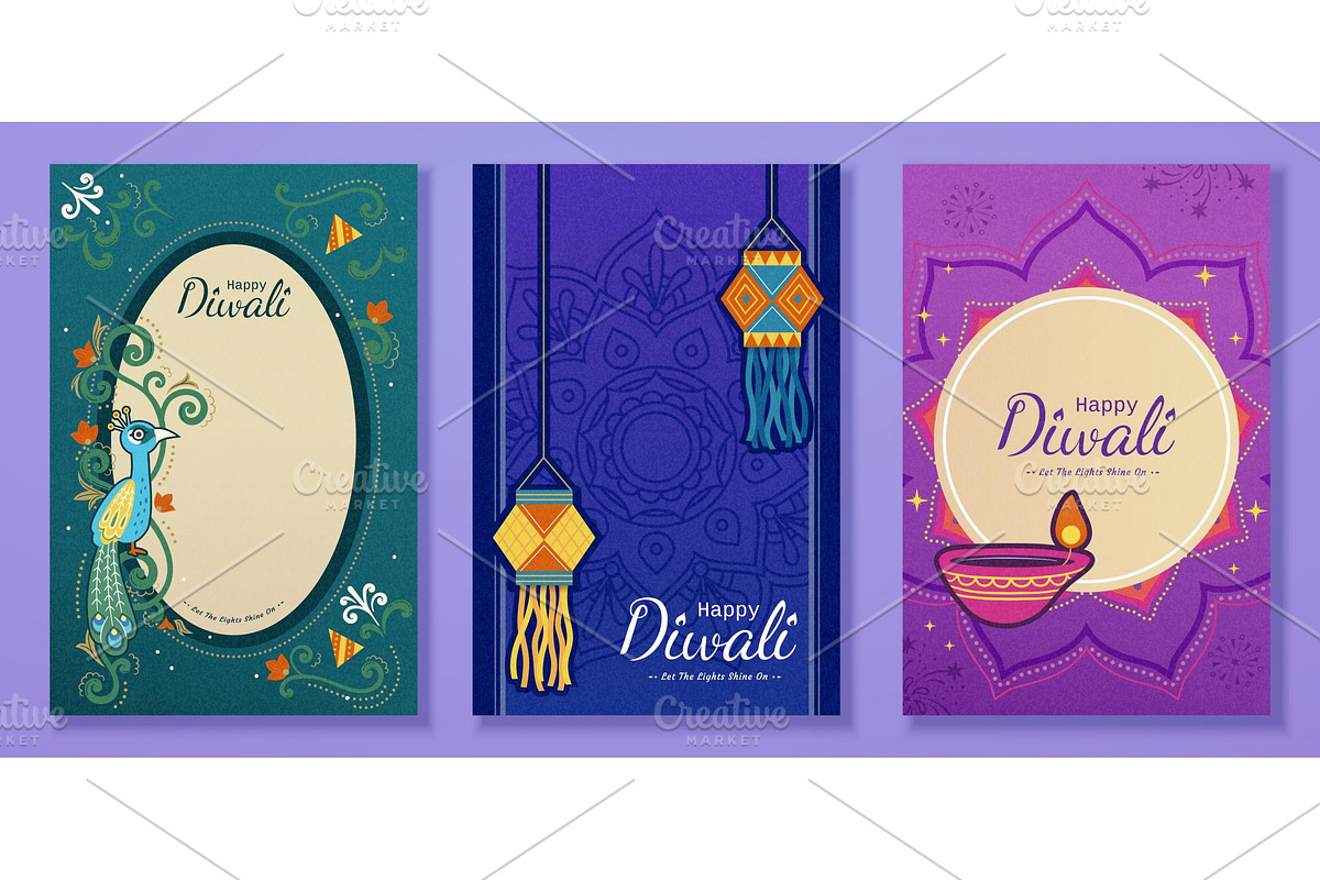 Colorful Diwali Template Set, a Poster Template by TotallypicRF