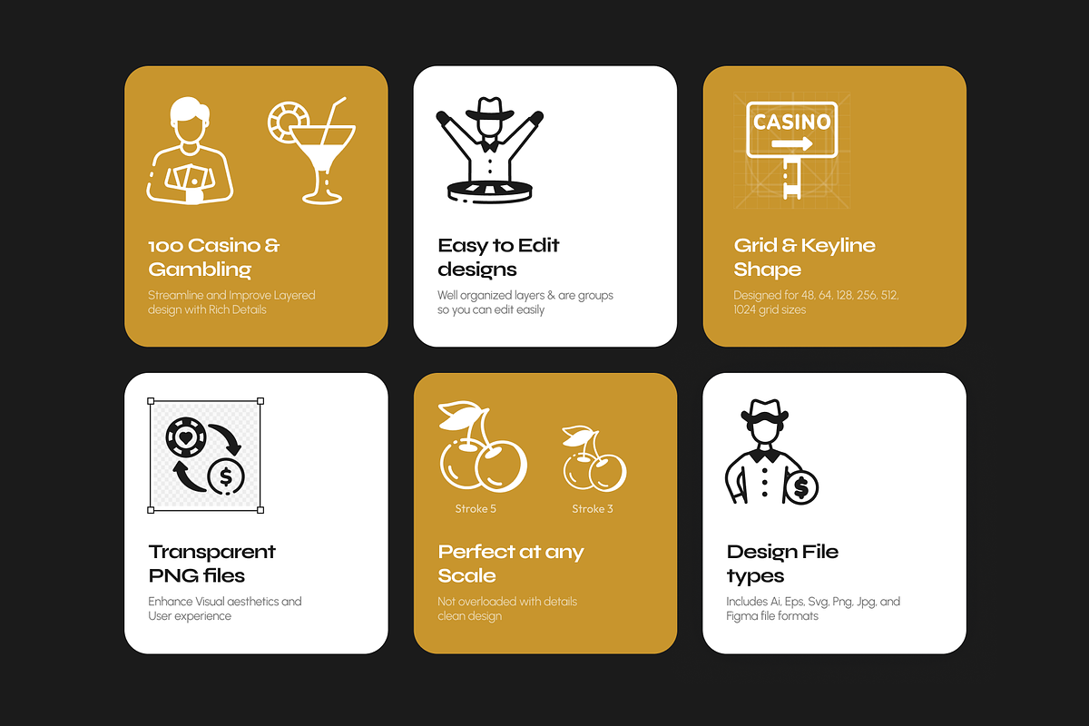 Casino and Gambling Club Icon Set, a Solid Icon by Vectors Market (Photo 2 of 7)