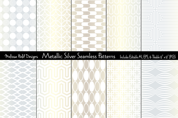 Metallic Silver Seamless Geometrics preview 6