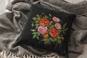 Embroidery Roses And Peonies