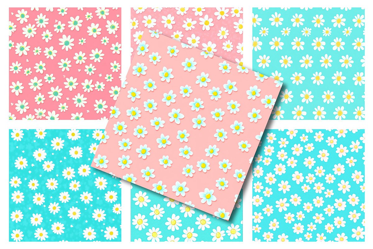 Daisy Digital Paper With Daisies, an Illustration by SinaCreation (Photo 5 of 6)