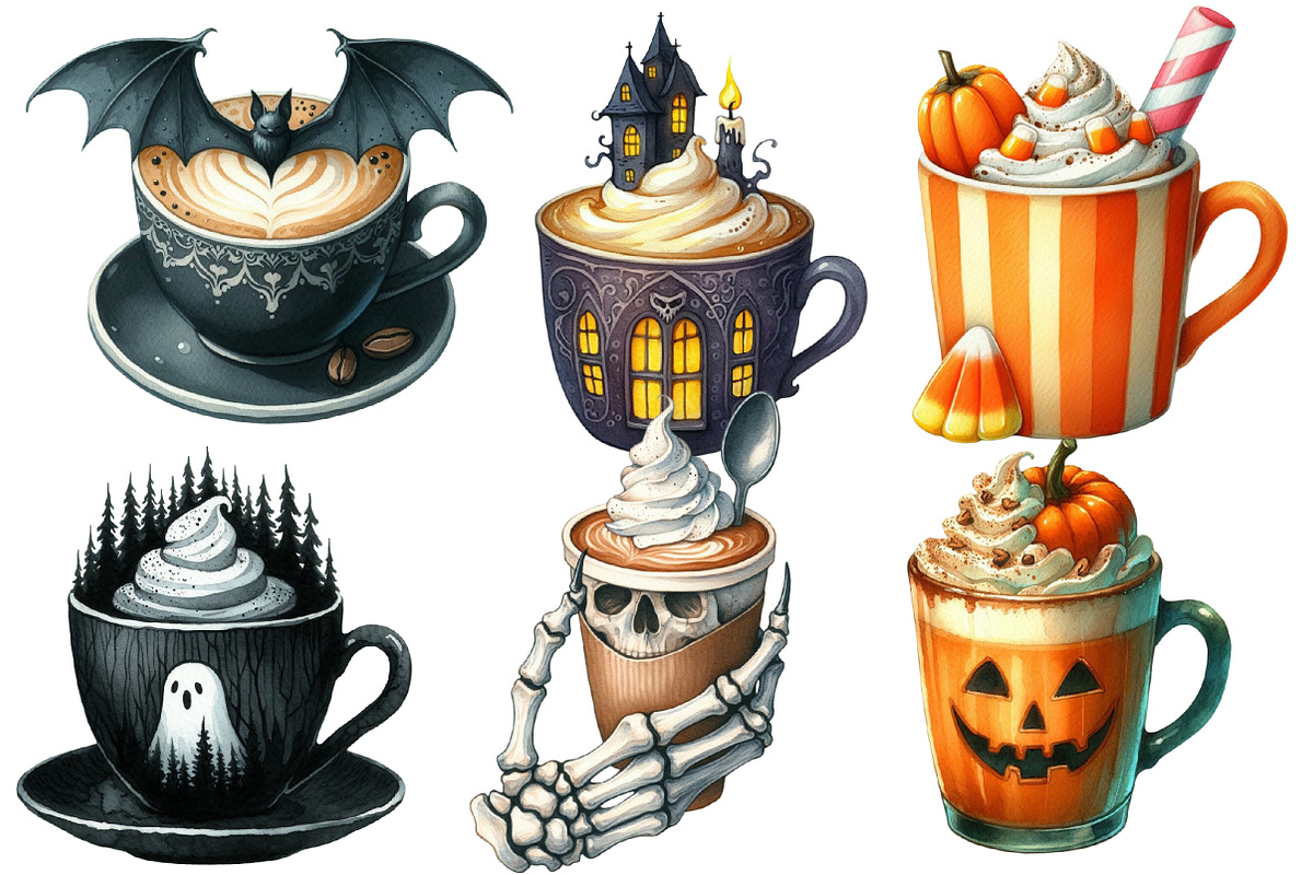 Halloween Coffee Latte Clipart, an Illustration by Designworld (Photo 2 of 6)