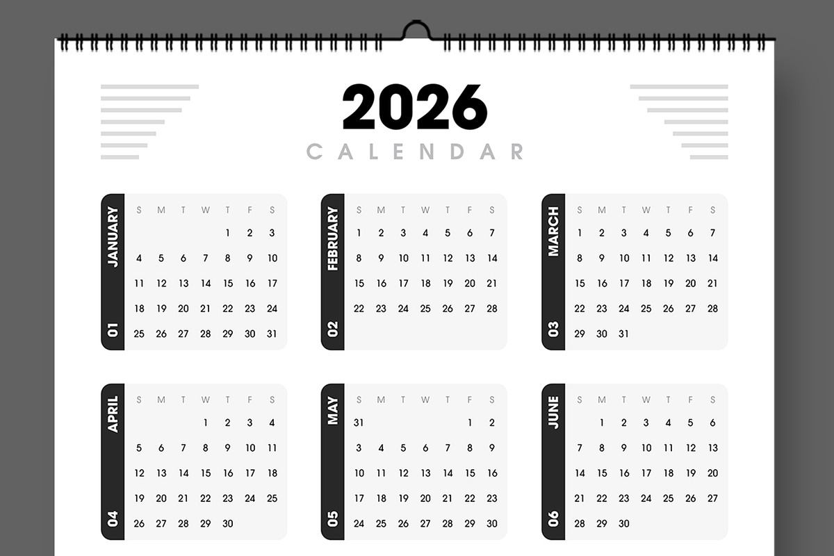 Minimalist 2026 Calendar Layout, a Stationery Template by ContestDesign (Photo 2 of 3)