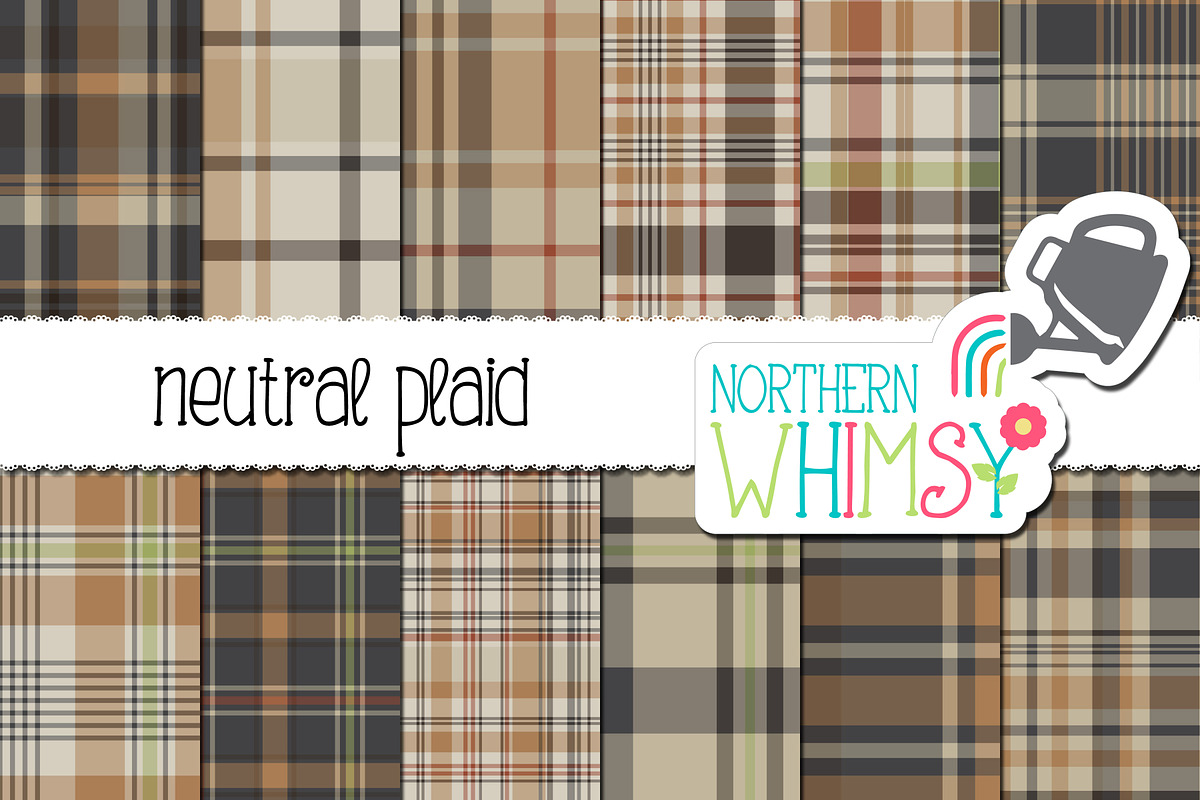 Neutral Plaid Seamless Patterns, a Pattern Graphic by Northern Whimsy Design (Photo 1 of 3)