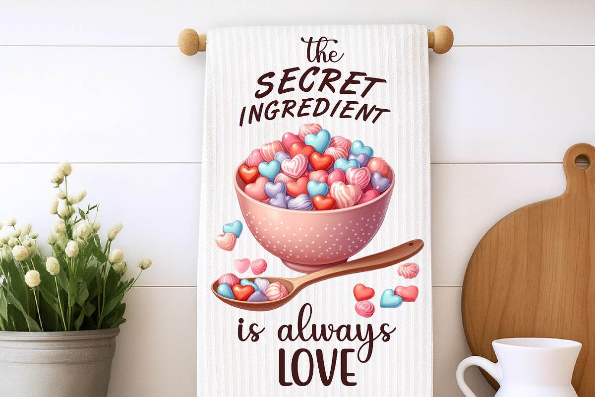 Valentine Hearts Kitchen Towel PNG, an Illustration by SinaCreation (Photo 4 of 4)