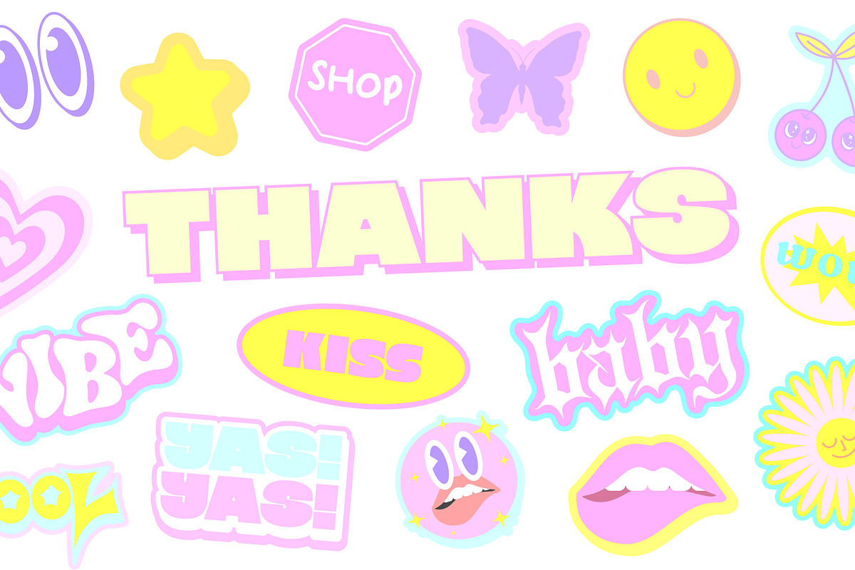 GIRLS CLUB - VECTOR Y2K STICKERS SET, an Object Graphic by craftlove (Photo 13 of 13)