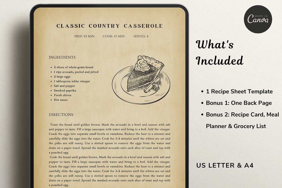 Vintage Recipe Template Canva, a Templates & Theme by OrganizationOasisRo (Photo 2 of 10)