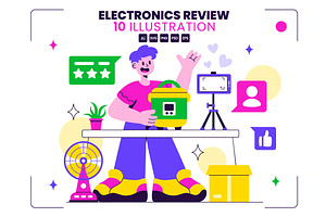 10 Electronics Review Illustration, a Technology Illustration by denayunebgt