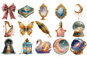 Gilded Reverie Watercolor Clipart, an Illustration by Craft Nest (Thumbnail 2 of 4)