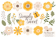 Flower Clipart in Sunshine Yellow, an Illustration by Amanda Ilkov (Thumbnail 1 of 4)