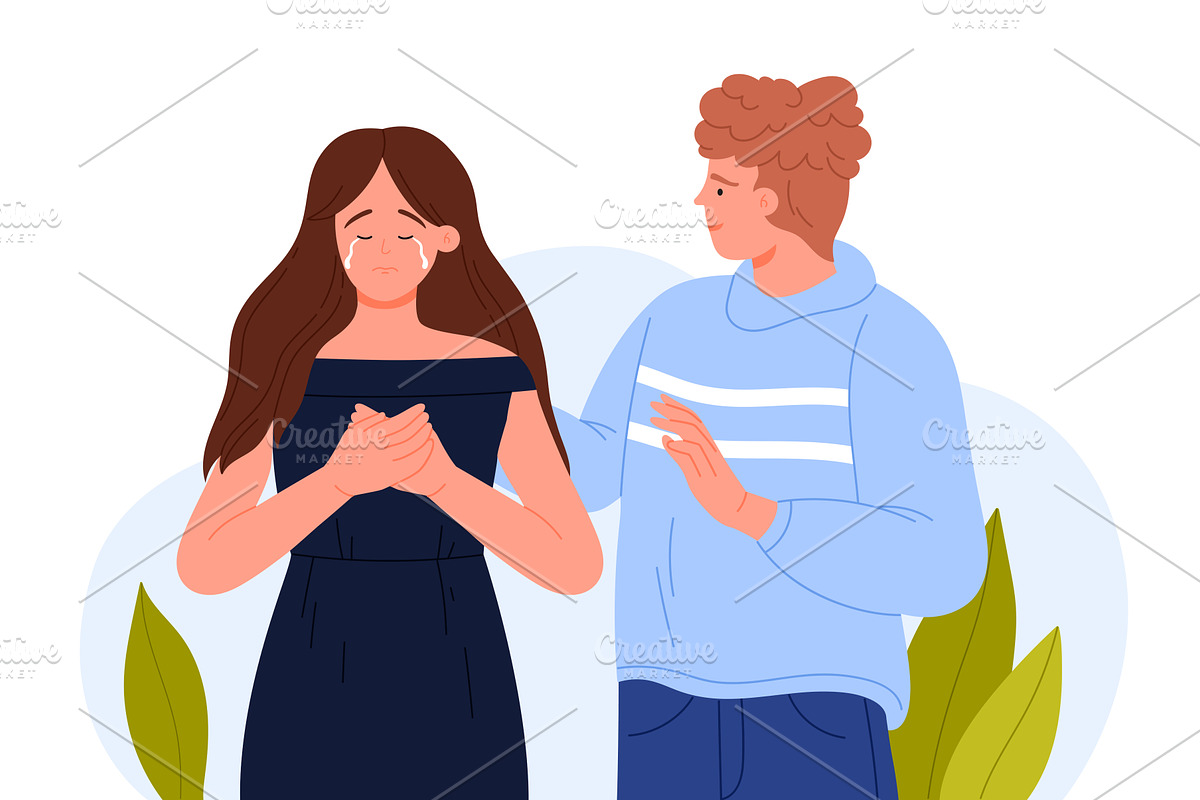 Friends or family support in mental, a Person Illustration by Flashvector