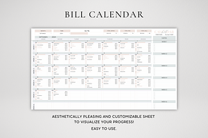 Editable Bill Calendar Google Sheets