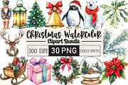 Funny Christmas Watercolor Clipart, an Illustration by Black Bird Studio (Thumbnail 1 of 6)