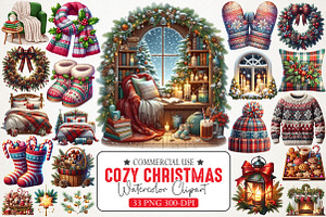 Cozy Christmas Watercolor Set, an Illustration by RobertsArt