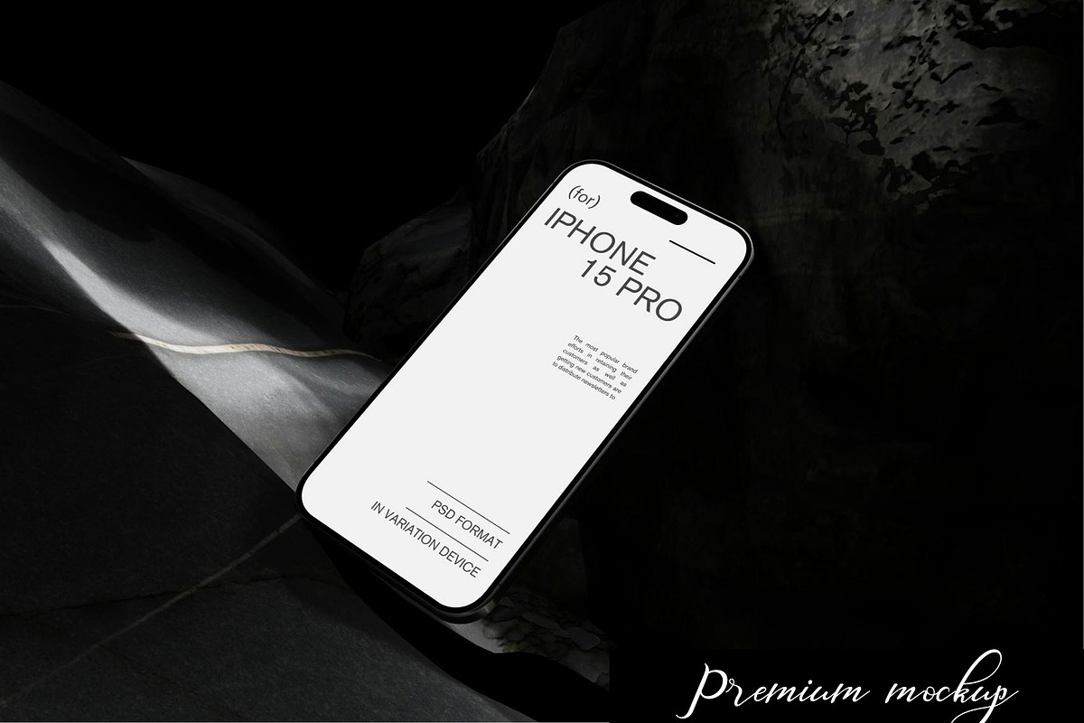 Black iPhone 14 Pro Mockups, an iPhone Mockup by PremiumMockup (Photo 3 of 6)