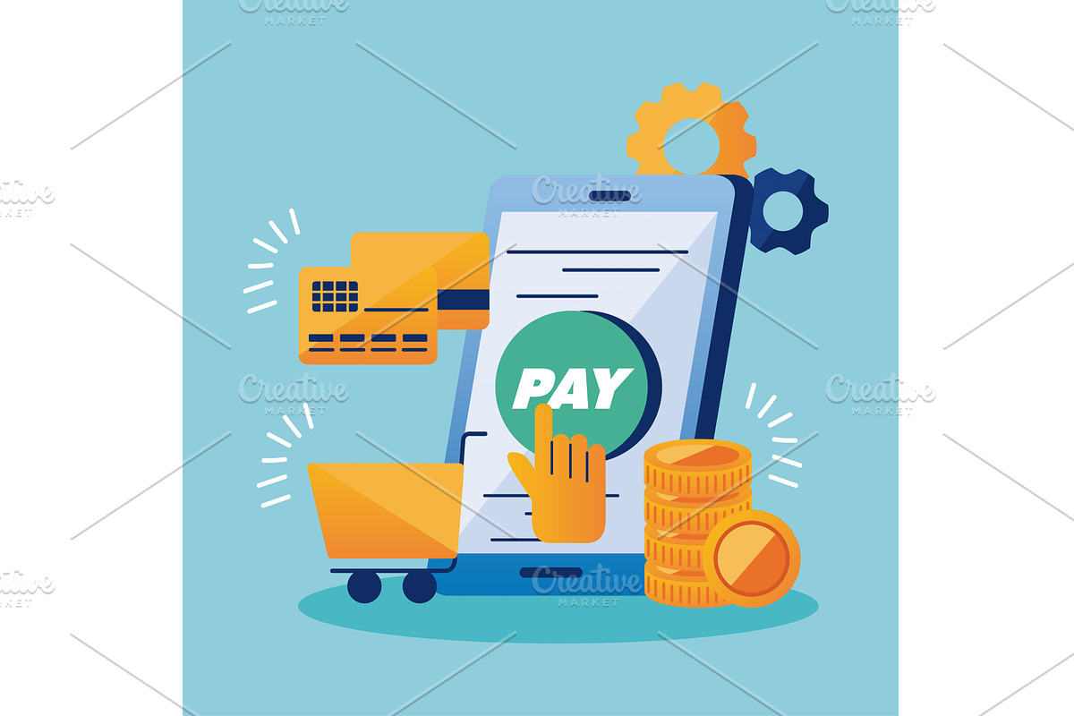 smartphone with payment solutions, a Finance Illustration by studiogstock