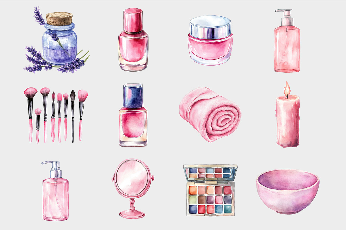Watercolor Spa Day Clipart, a Seasonal Illustration by Design Market (Photo 4 of 5)