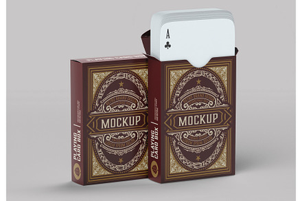 Box with Playing Cards Mockup, a Packaging Mockup by OneVectorStock