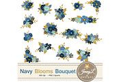 Navy Blue Floral Bouquet, an Illustration by JennyL Designs (Thumbnail 1 of 4)
