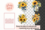 Watercolor Sunflowers Clip Art, a Decorative Illustration by Whimsy & Wishes (Thumbnail 2 of 5)