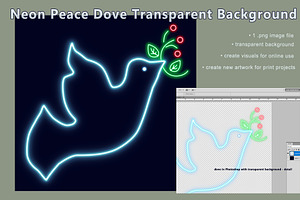 Neon Peace Dove Graphic Image