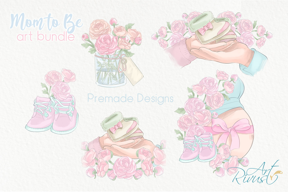 Mother to be PNG Clip Art. Pregnancy, a Decorative Illustration by RivusArt (Photo 4 of 9)
