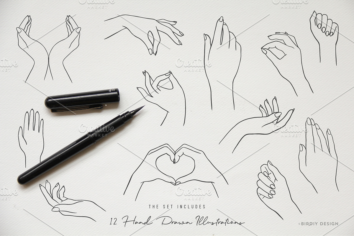 Women's Hands Graphics Set, an Illustration by BirDIY Design