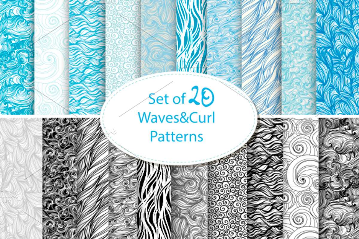 seamless waves and curls backgrounds