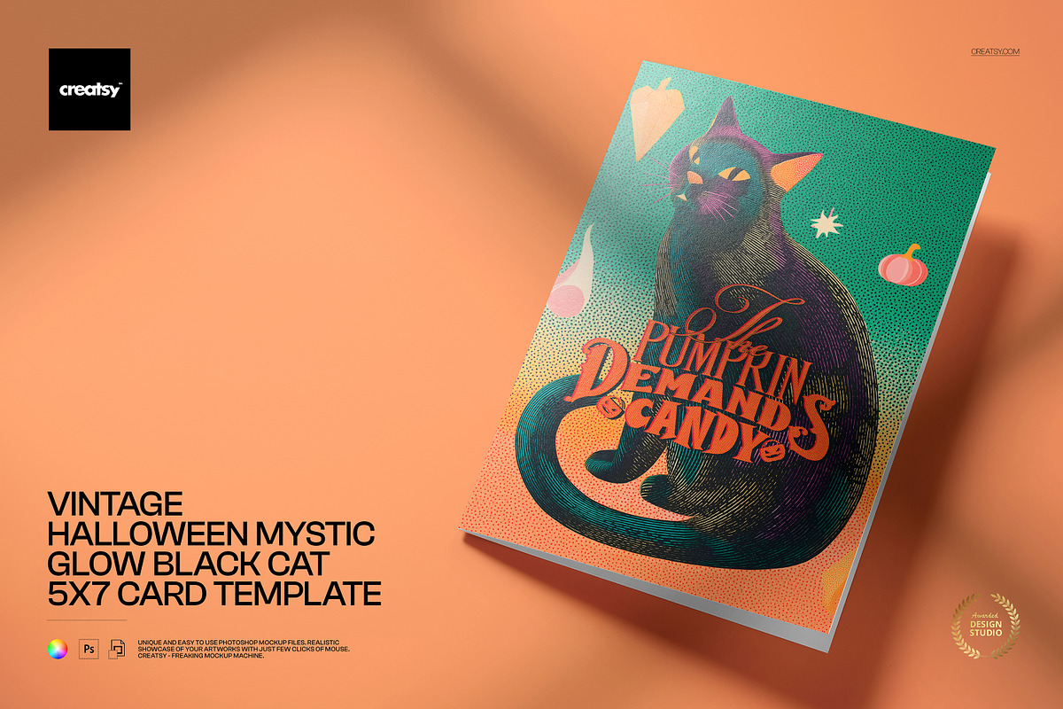 Vintage Halloween 5x7 Card Template, a Card Template by creatsy5 (Photo 1 of 5)