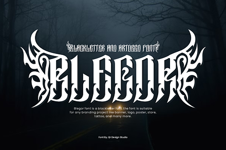 Blegor - Blackletter & Artdeco Font, a Blackletter Font by QR Design Studio