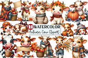 Watercolor Autumn Cow Clipart, an Illustration by Rose Art (Thumbnail 1 of 7)