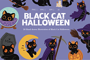 Black cat Halloween, an Animal Illustration by Berdansabersama (Thumbnail 1 of 8)