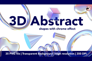 3D Abstract Shapes Chrome Effect