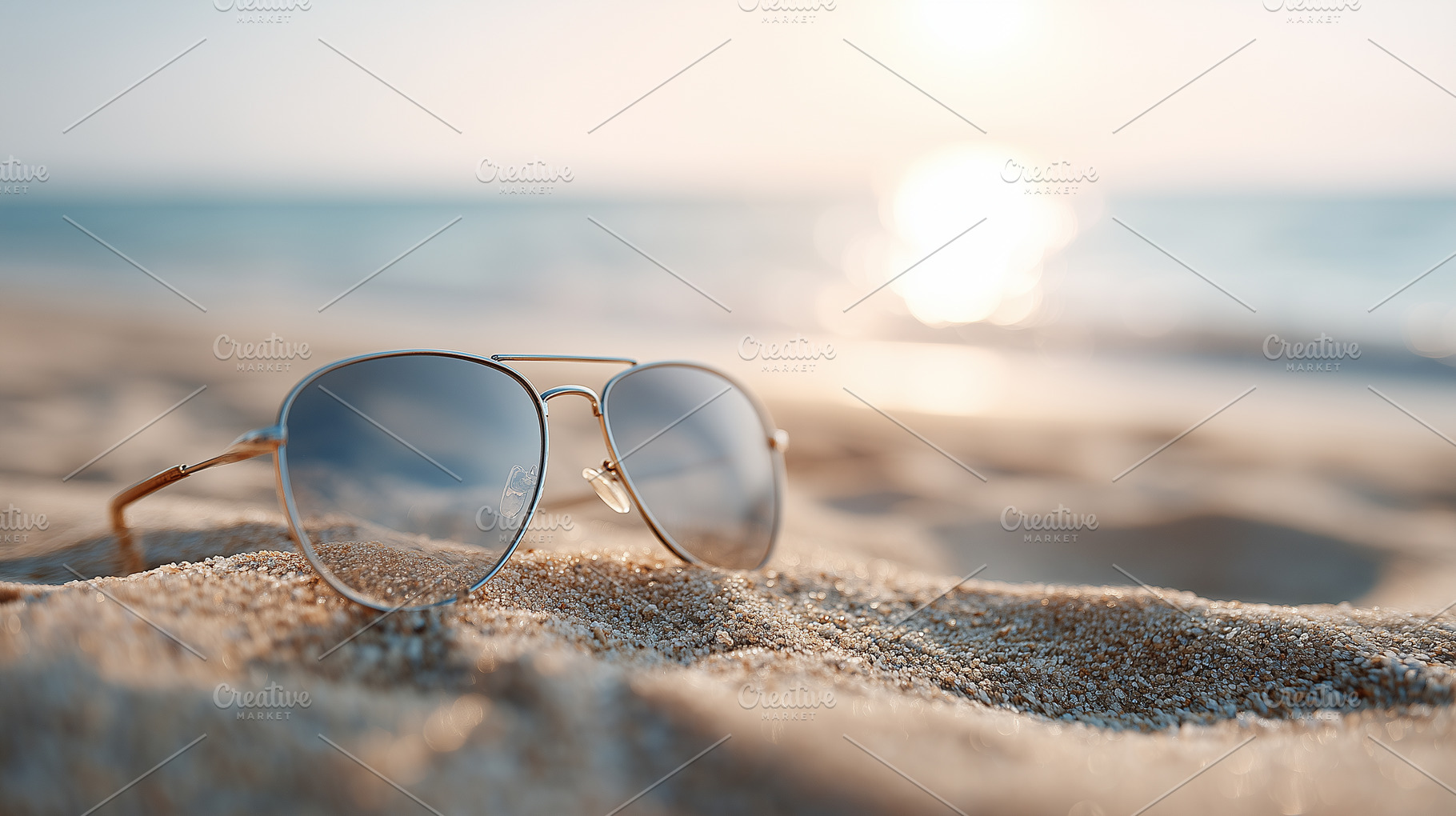Stylish sunglasses lies on the sandy, a Beauty & Fashion Photo by MistyDay