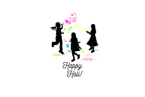 Silhouettes of children at the Holi, a Person Illustration by Nenahliadava Design