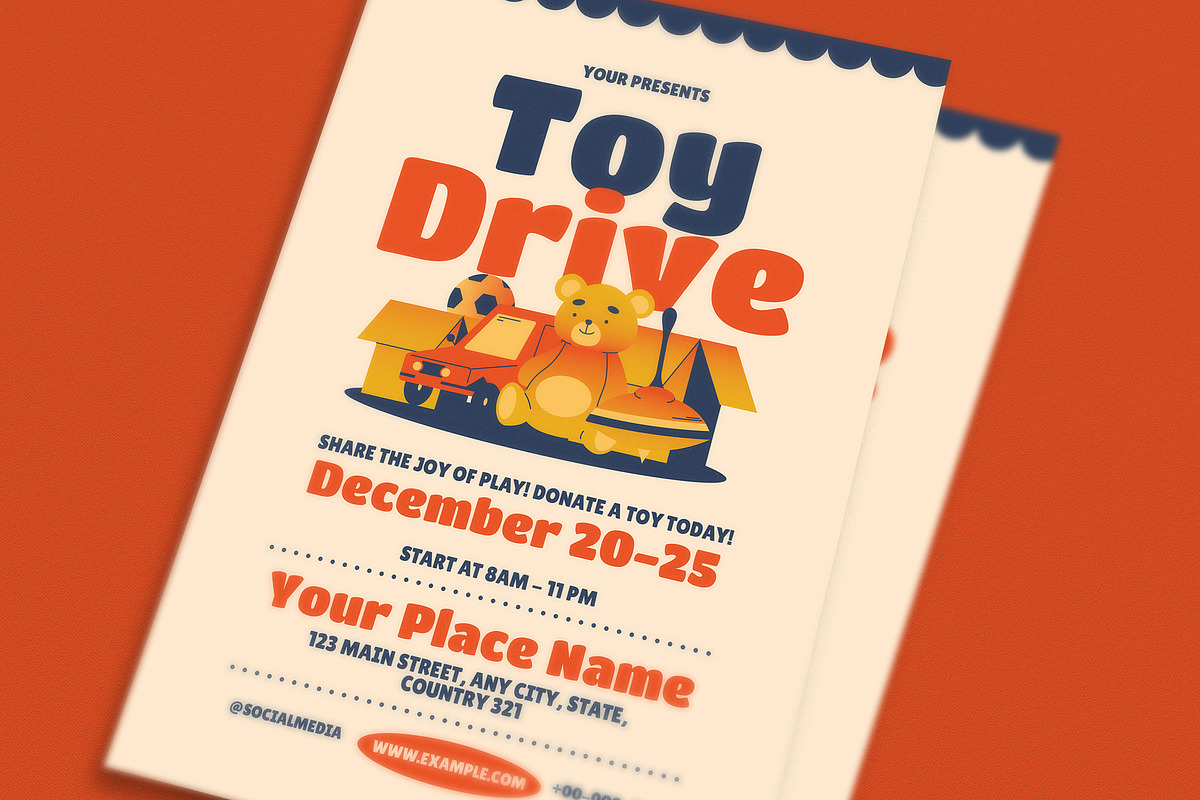 Retro Toy Drive Event Flyer, a Flyer Template by Guuver (Photo 2 of 3)