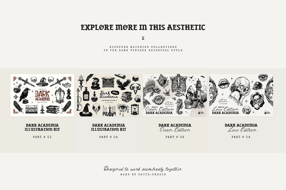 Dark Academia Flora | Illustration, an Object Graphic by KetteCreate (Photo 14 of 14)