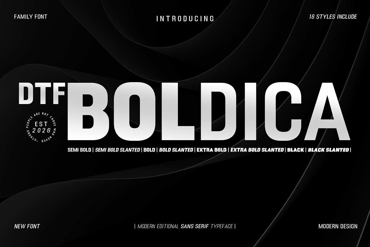 DTF Boldica, a Sans Serif Font by Dora Typefoundry (Photo 1 of 13)