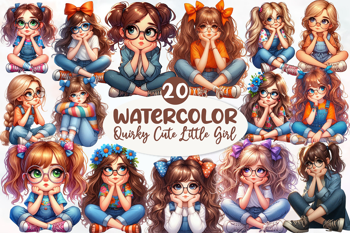 Quirky Cute Little Girl Clipart, an Illustration by Designworld (Photo 1 of 6)