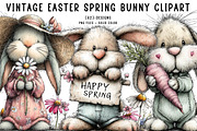 Vintage easter spring bunny clipart, an Illustration by CreationArt (Thumbnail 1 of 7)
