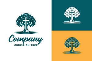 tree with cross for christian logo, a Branding & Logo Template by funpixel