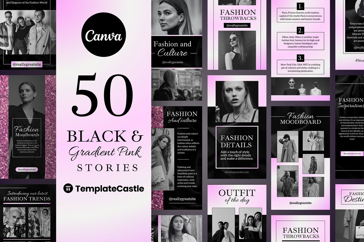 50 Fashion Stories Canva Templates, a Templates & Theme by TemplateCastleStore (Photo 1 of 10)