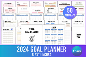 Editable 2024 Goal Planner For Canva