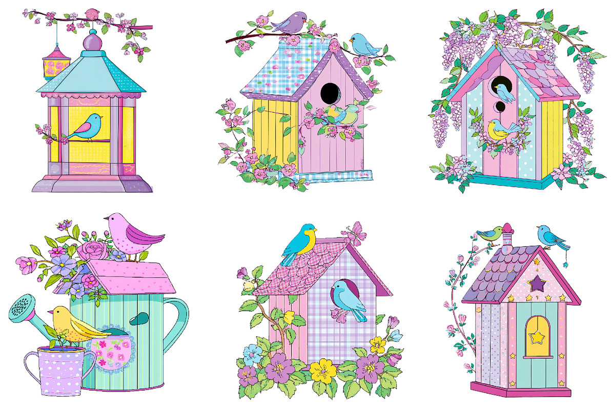 Whimsical Spring Birdhouse Clipart, an Illustration by Dream Creation (Photo 6 of 7)