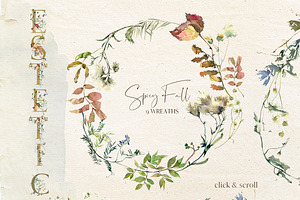 Autum Fall Watercolor Floral Clipart