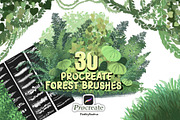 30 Forest Brushes for Procreate, a Brush Add-On by badrusblue (Thumbnail 1 of 6)