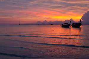 Sunset on the beach containing sunset, sundown, and dusk, a Nature Photo by Vector beauty
