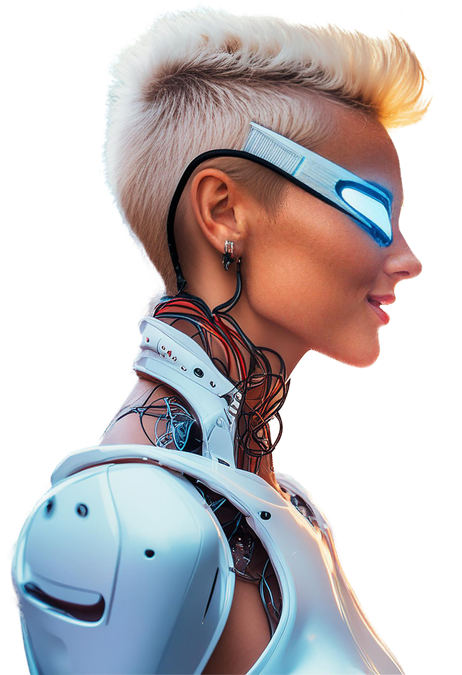 Young cyborg woman middle shot isolated portrait, a Person Illustration ...