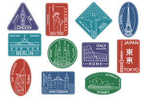 Travel, passport stamps or seals